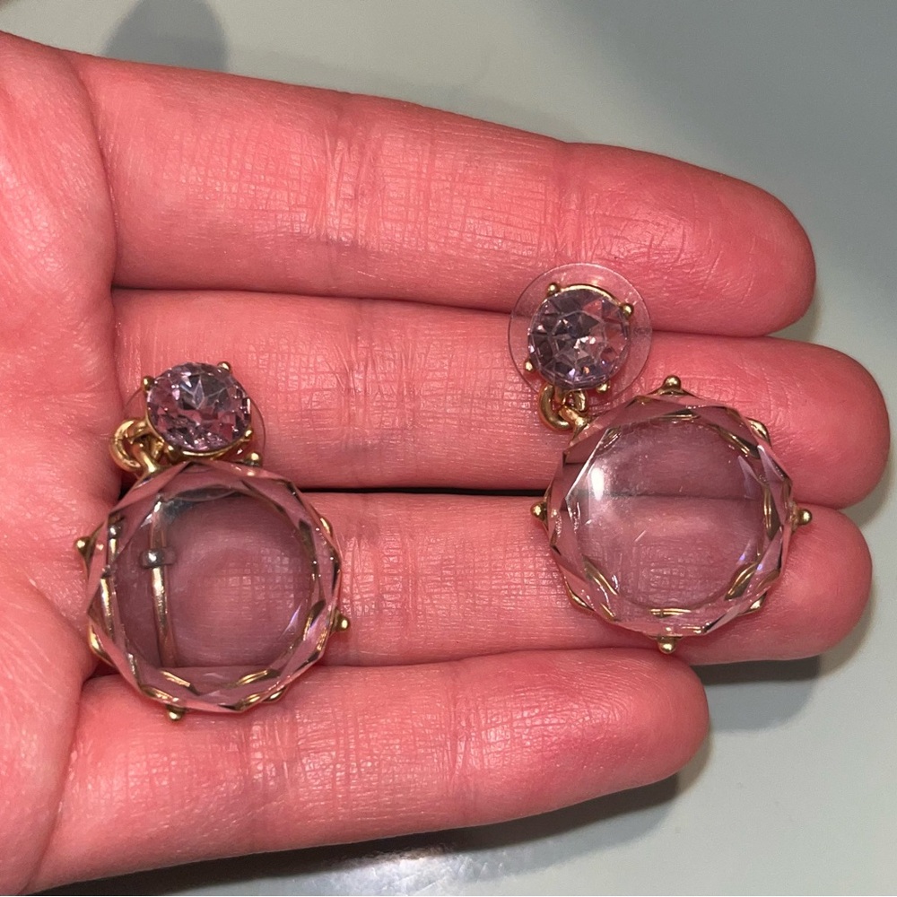 J. Crew Rose Gold and Lavender Crystal Drop Earrings - Picture 4 of 5